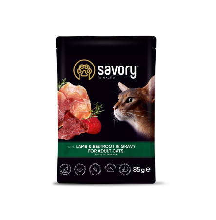 Savory Adult Cat Pouch with Lamb & Beetroot in Gravy 85 г